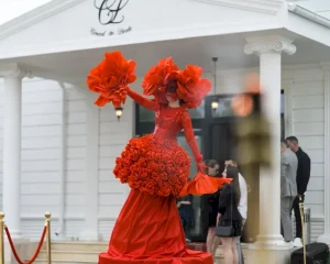 Spectacol de dans în fața Conacului din Livadă